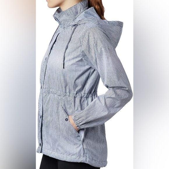 Columbia Gable Island Blue/White Nautical Striped Lightweight Windbreaker Jacket - Picture 3 of 14